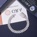 10mm Double Row Iced Cuban Chain — 925 Silver - 925 sterling silver moissanite