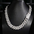 12mm Crescent Iced Cuban Chain — 925 Silver - 925 sterling silver moissanite