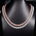 13mm Double Row Iced Cuban Chain — 925 Silver - 925 sterling silver moissanite