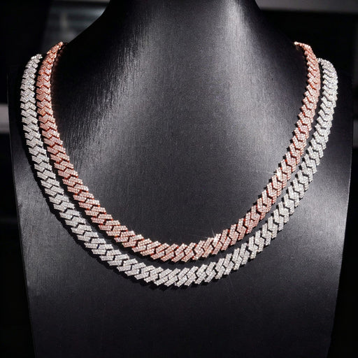 13mm Double Row Iced Cuban Chain — 925 Silver