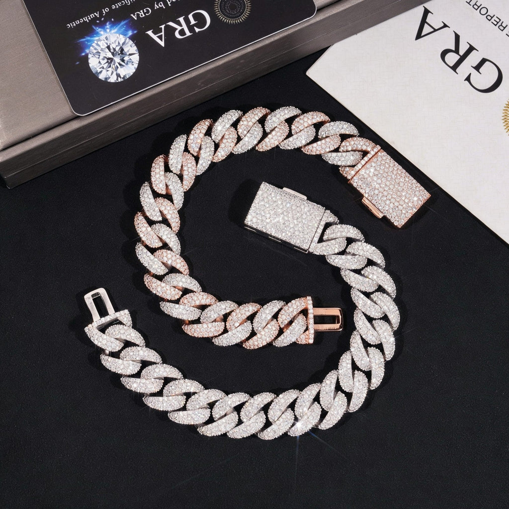 15mm Flower Iced Cuban Bracelet — 925 Silver - 925 sterling silver moissanite