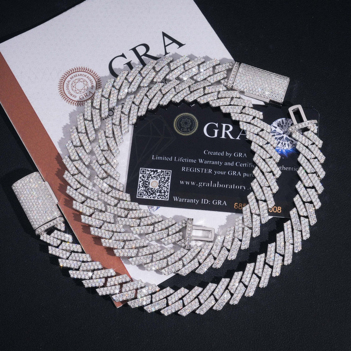 13mm Double Row Iced Cuban Chain — 925 Silver - detail