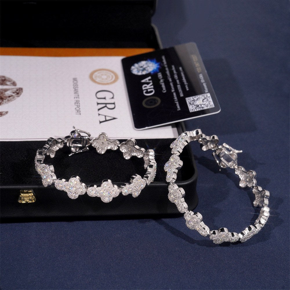 13mm Cross-Stack Iced Cuban Chain — 925 Silver - detail
