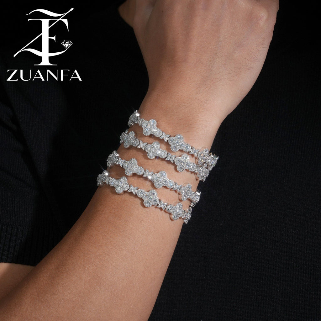 Star & Cross Iced Cuban Bracelet — 10–13mm - detail